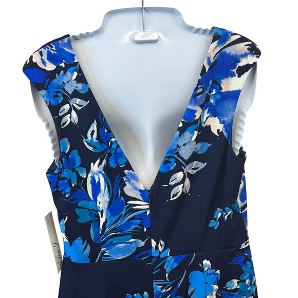 New ELIZA J Boat Neck Asymmetrical Cascade Ruffle Knee Length Sheath Dress Sz 8 - Picture 7 of 11